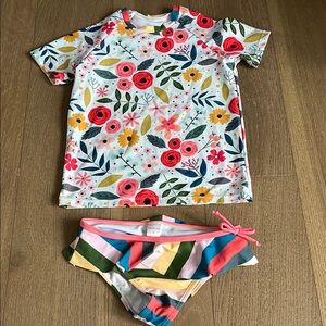 Vibrant Floral Rashguard with Colorful Stripes